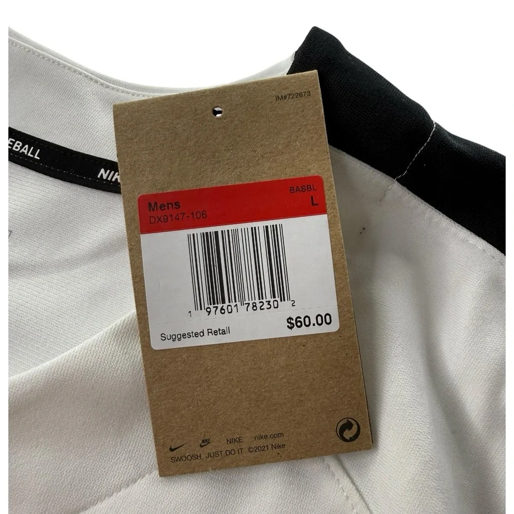 Nike Vapor Select 2 Baseball Jersey Men's Large White Black NWT DX9147-106